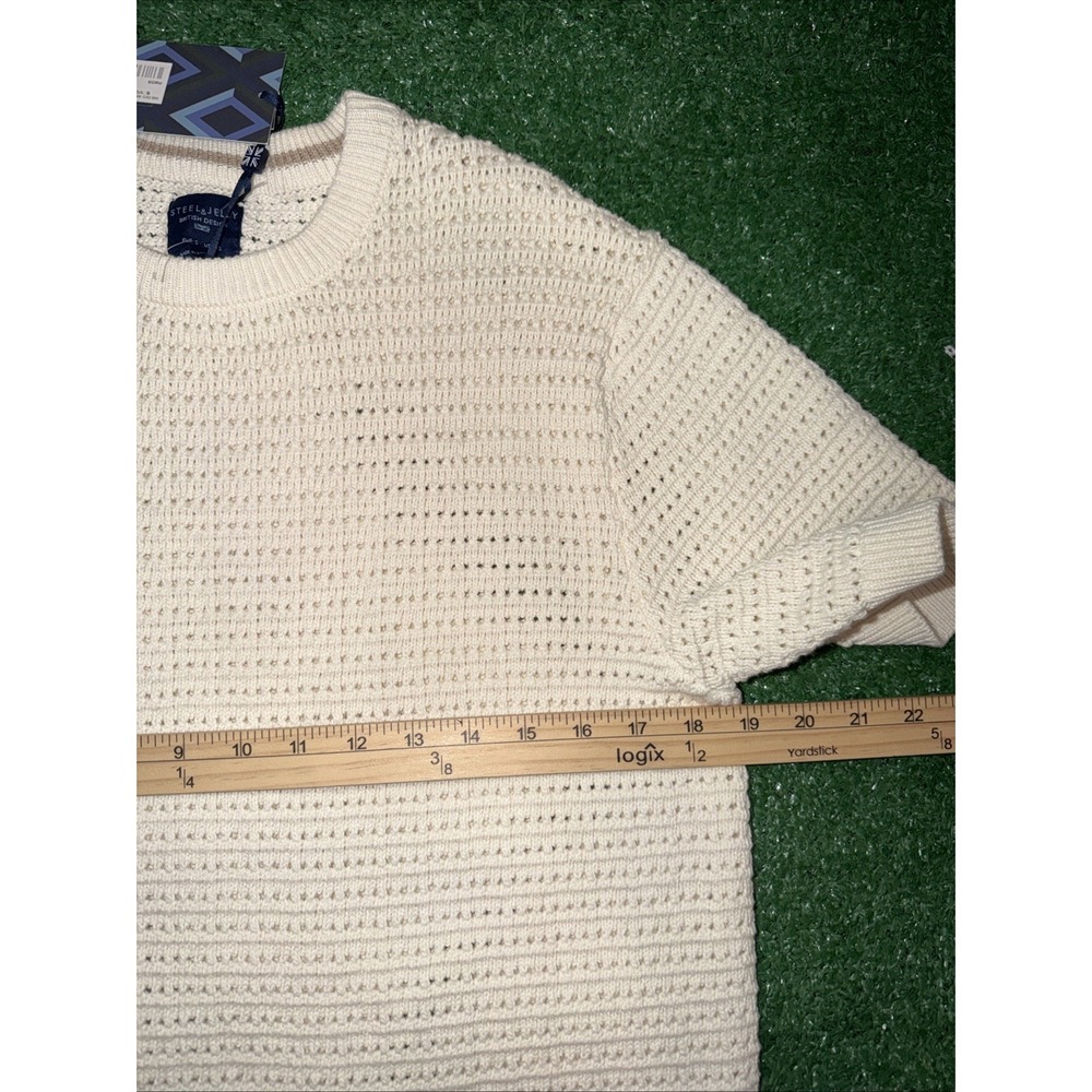 Steel & Jelly Cream Short Sleeve Sweater Mens Casual Knit Top - Picture 5 of 7